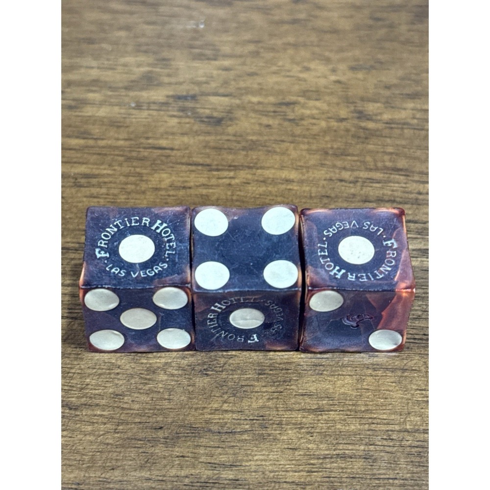 Frontier Hotel & Casino 3 Of Casino Used Dice Vintage Las Vegas, Nevada RARE